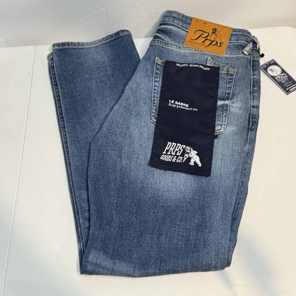 PRPS Jeans Mens Size 34 Le Sabre Japanese Denim Slim Straight Fit Stretch NEW